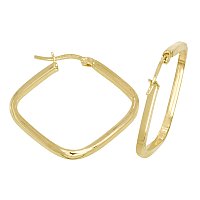 14K Gold Bonded / Gold Over Silver Hi Polish Square Hoop Earrings- Size Medium 2.0mm Wide & 32.0mm in Diameter - SKU: GBOK032-12