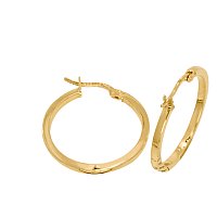 14K Gold Bonded / Gold Over Silver Hi Polish Round Hoop Earrings- Size Medium 2.0mm Wide & 26.0mm in Diameter - SKU: GBOK032-13