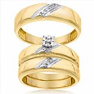 14K Yellow Gold His & Her Round Diamond Engagement Set Trios with White Gold Accent 0.25ct. tw. - SKU:OKN 3-20