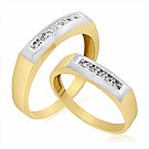 14K Yellow Gold His & Her Round Diamond Wedding Bands with White Gold Accent 0.25ct. tw. - SKU:OKN 3-22