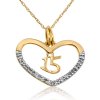 Diamond "15" A�os Charm Heart Pendant 14k Yellow Gold (0.12ct. tw.) - SKU:OKN 5-27