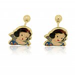 Snow White Earrings in 14k Yellow Gold With Screw Back - SKU:OKNE-005-14k