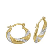 14K Gold Bonded / Gold Over Silver Hi Polish Shrimp Design Hoop Earrings 5.0mm Wide, 3.5mm Thick & 17.0mm in Diameter - SKU: GBOK032-18