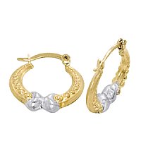 14K Gold Bonded / Gold Over Silver Hi Polish Shrimp Design Hoop Earrings 5.0mm Wide, 3.5mm Thick & 17.0mm in Diameter - SKU: GBOK032-19