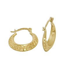 14K Gold Bonded / Gold Over Silver Hi Polish Shrimp Design Hoop Earrings 5.0mm Wide, 4.0mm Thick & 17.0mm in Diameter - SKU: GBOK032-20